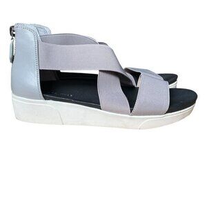 Kenneth Cole New York Silver Gray Black Strappy Lincoln Sandals - Size 8.5